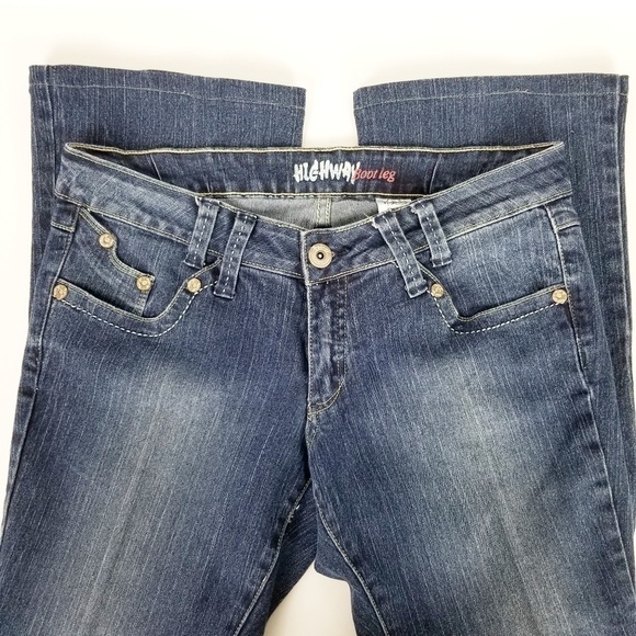 Highway Boot Leg Mid-Rise Distressed Jeans - Picture 1 of 8